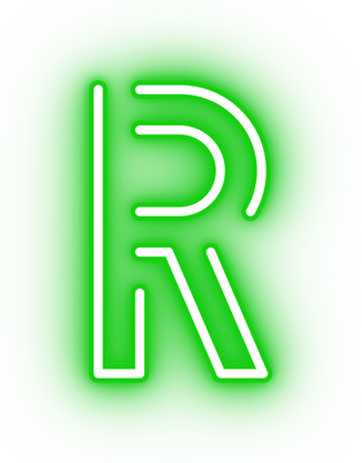 Neon green letter R icon