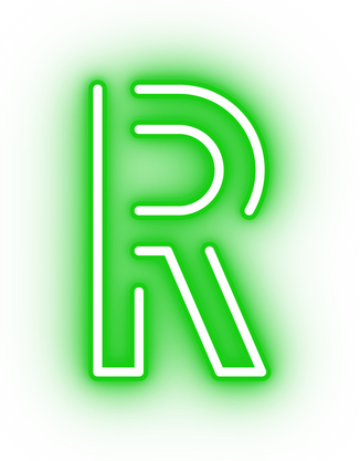 Neon green letter R icon