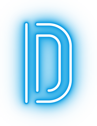 Neon blue letter D icon