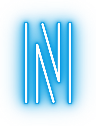 Neon blue letter N icon